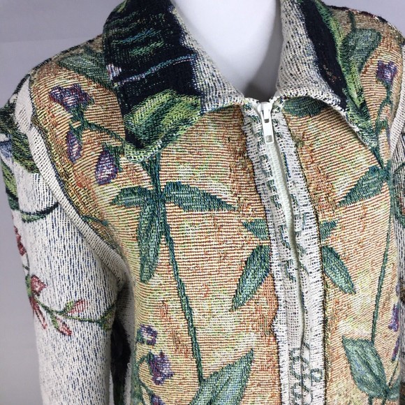 Jackets & Blazers - Heirlooms Laguna Beach, Tapestry Cotton Jacket Size M Floral Button down